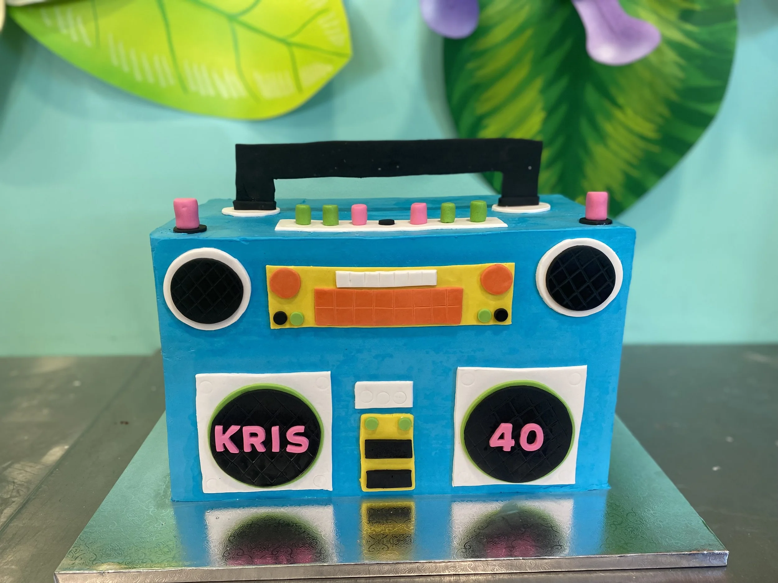 80s boombox cassette radio sculpted cake