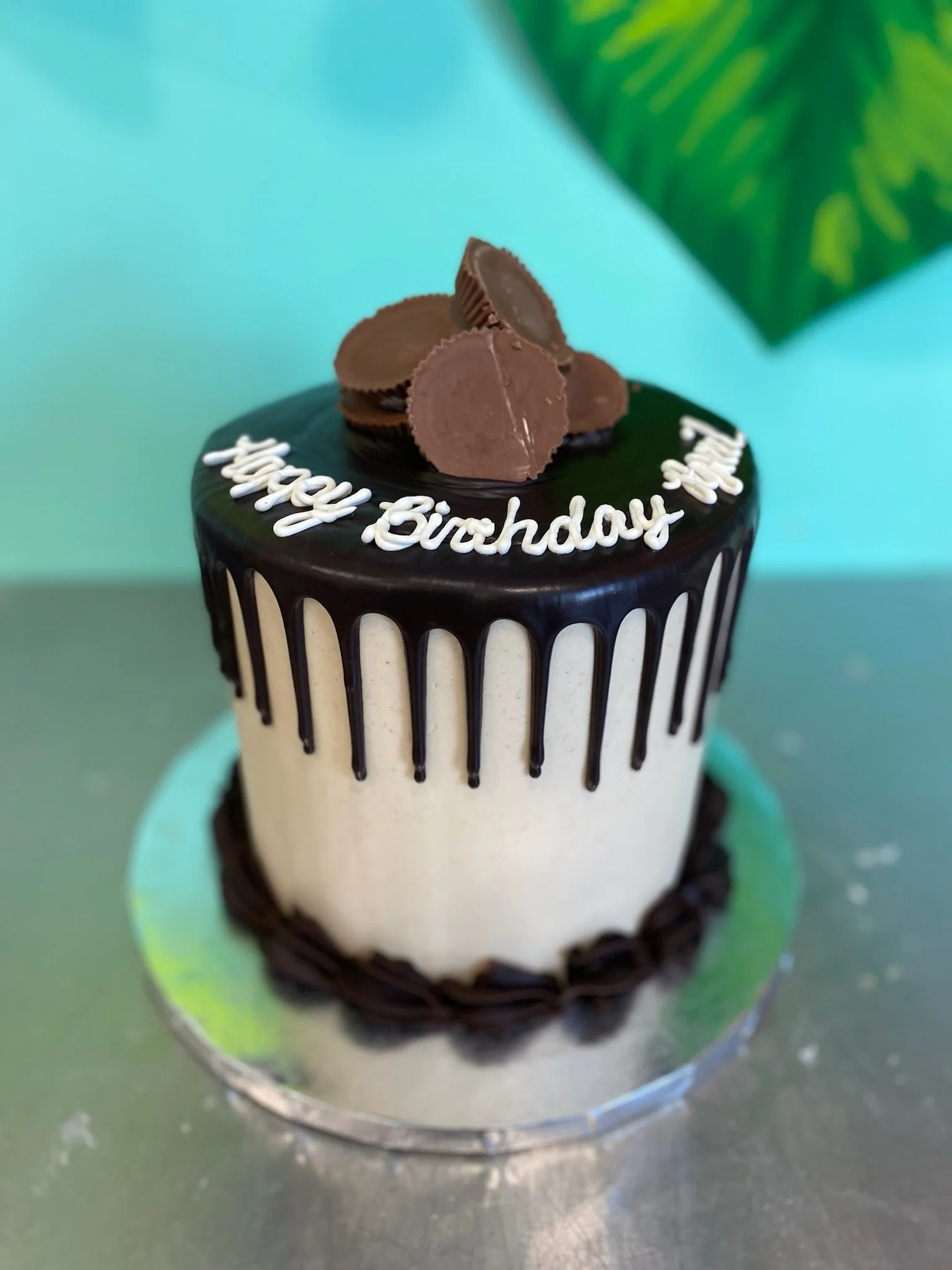 White chocolate drip cake birthday