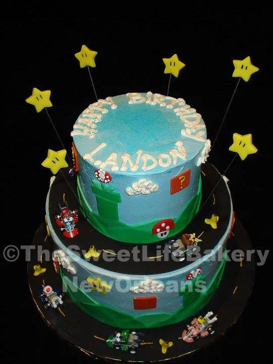 Blue night sky stars planets galaxy birthday cake