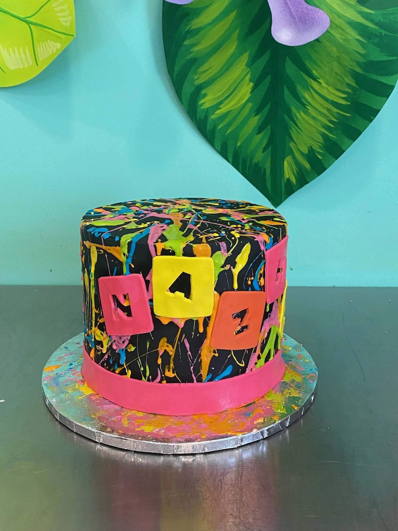 Multi color retro 90s themed cake