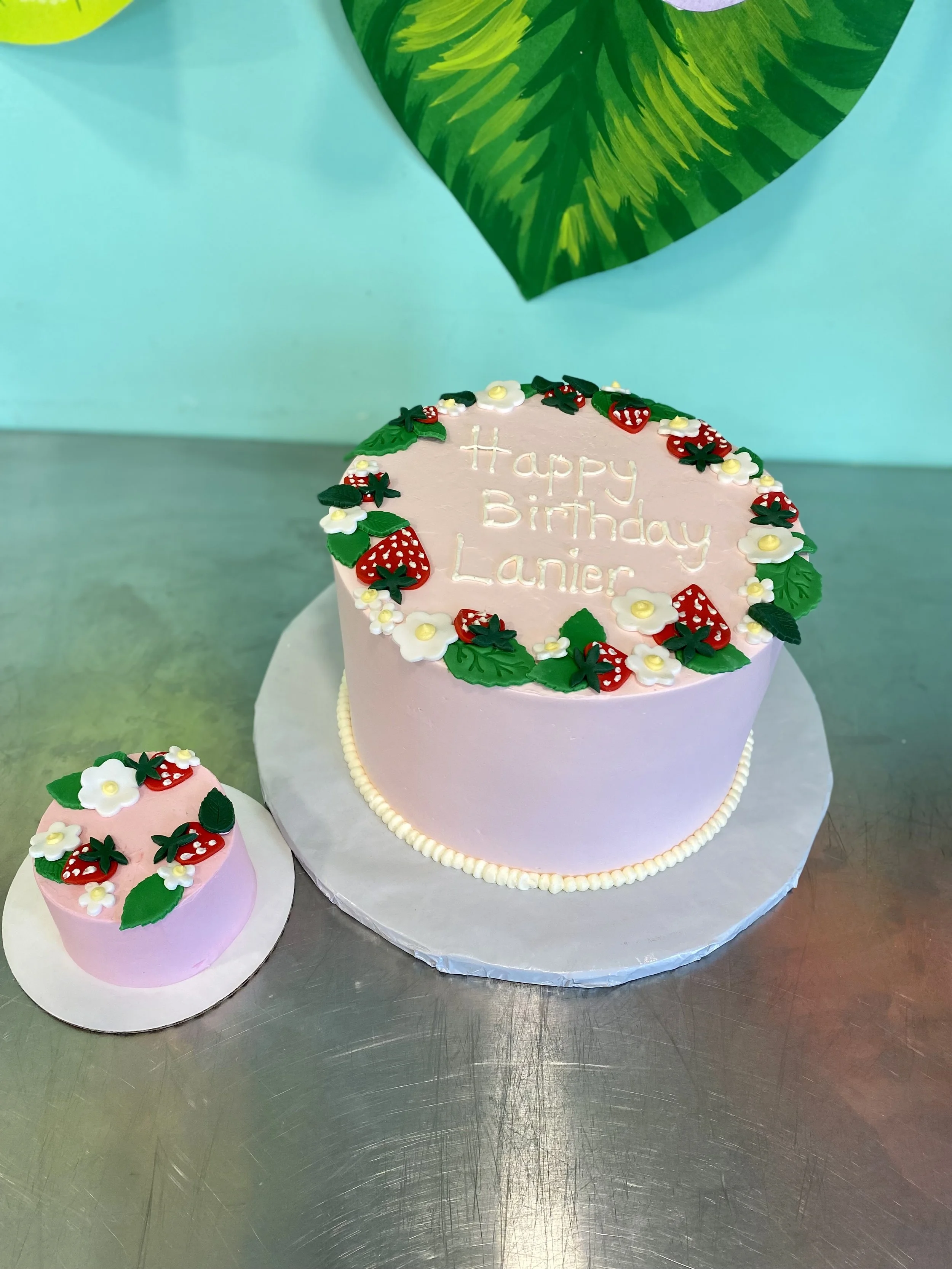 White green christmas holly cake