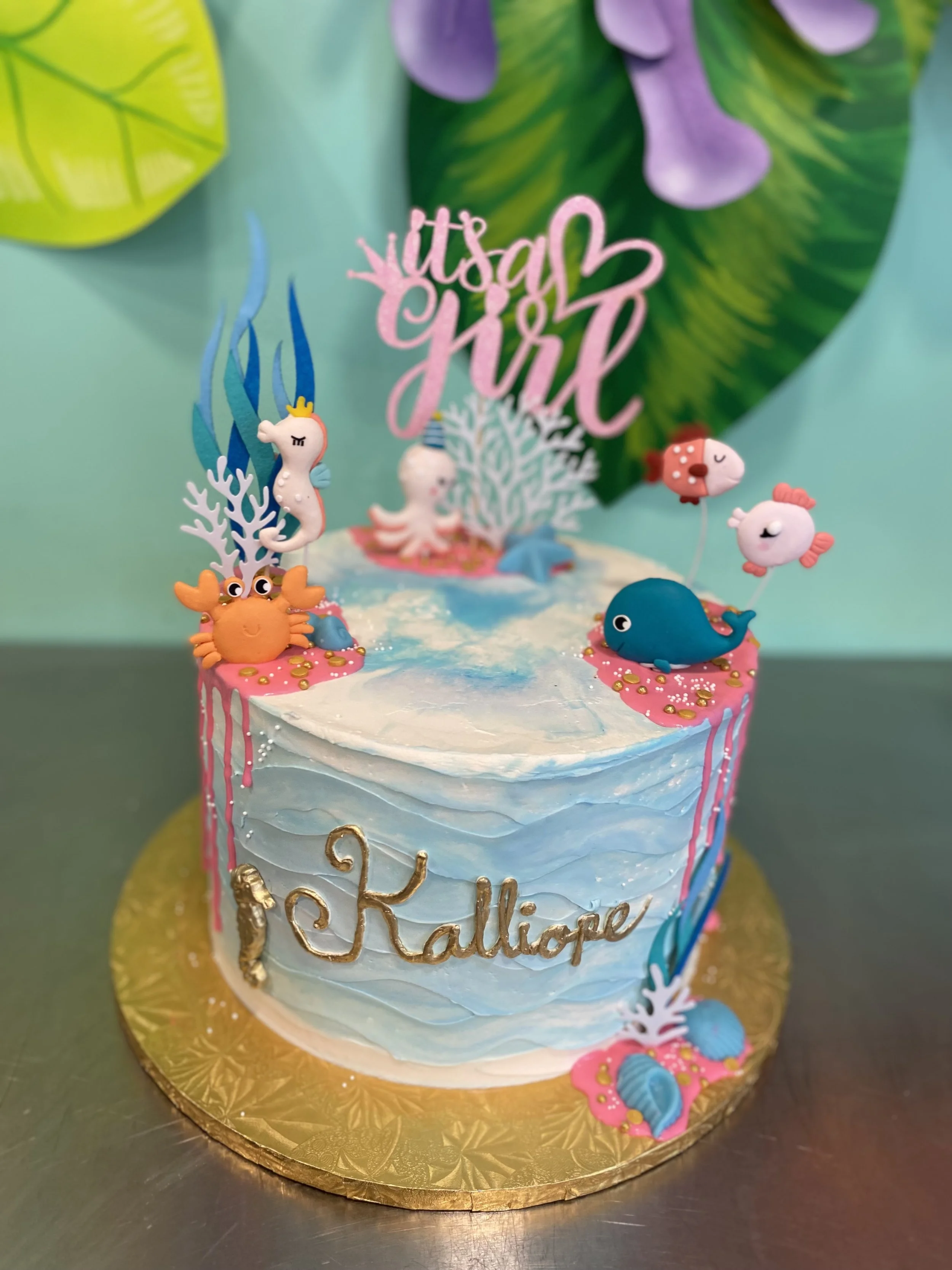 Blue ocean theme underwater birthday cake