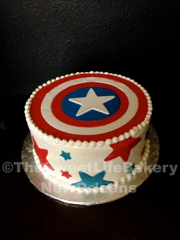 Captain america shield superhero round cake