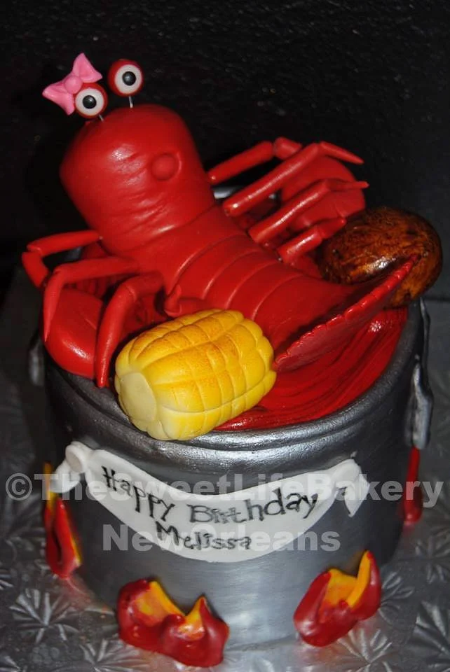 Red lobster seafood boil cooking themed cake