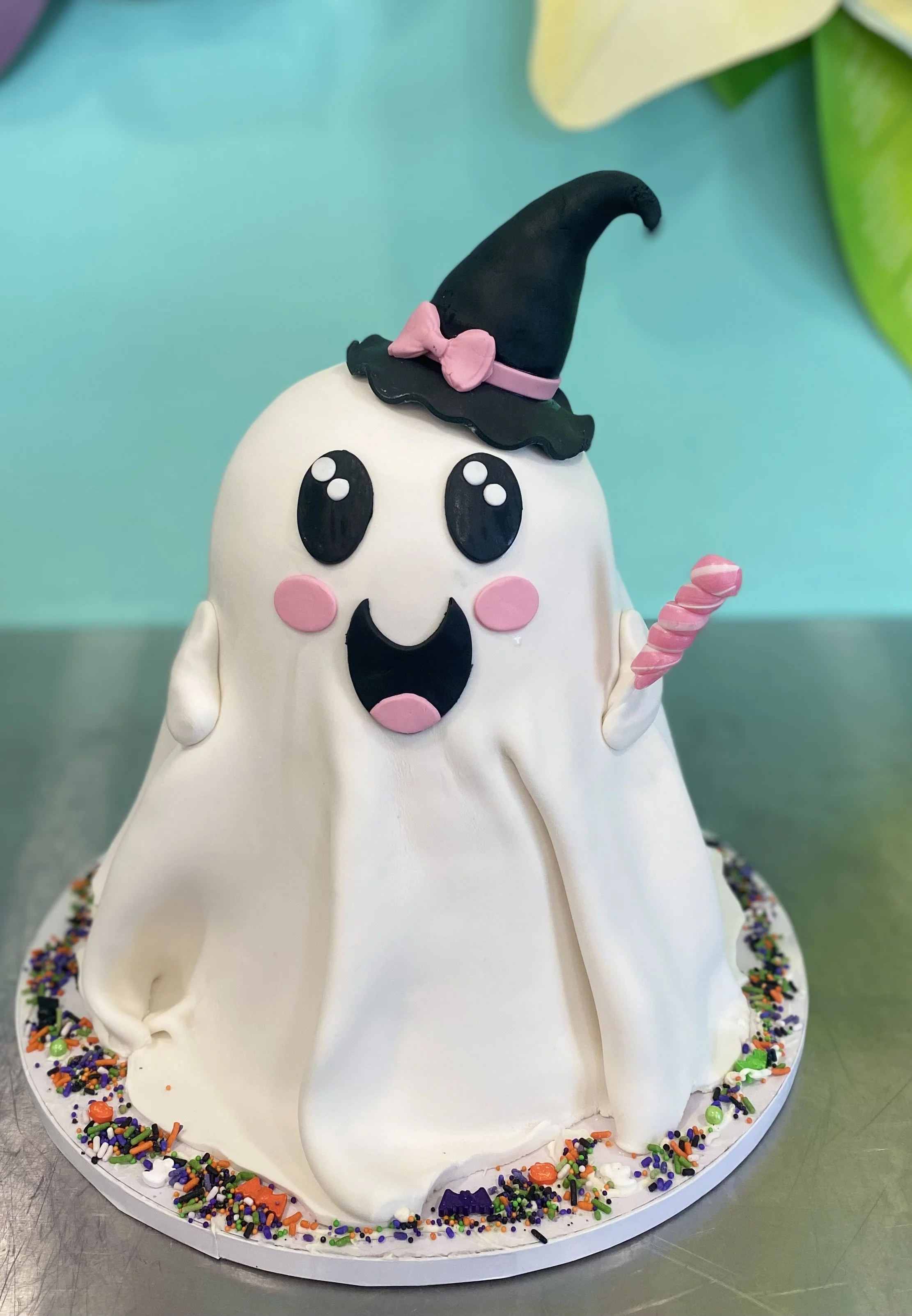 White ghost witch halloween sculpted cake