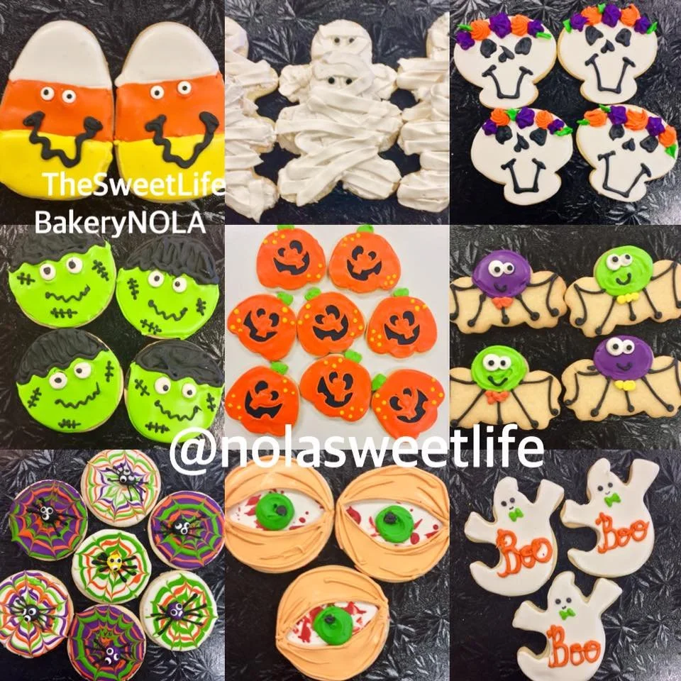 Halloween decorated cupcakes ghosts bats pumpkins