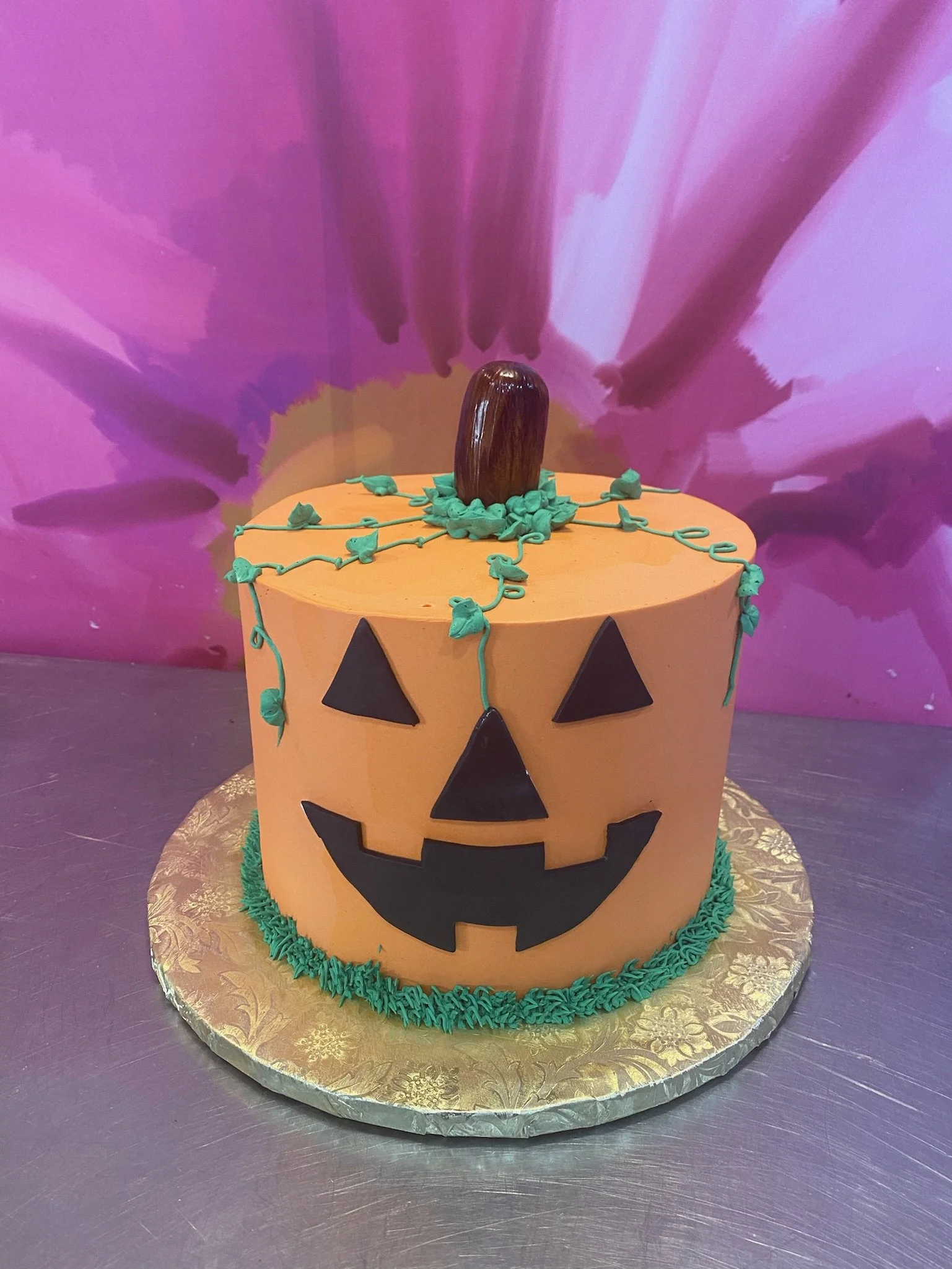 Orange jack o lantern pumpkin halloween cake