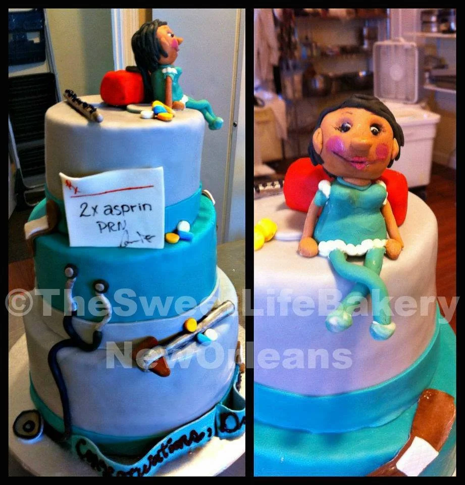 Blue two part graduation celebration cakes cartoon