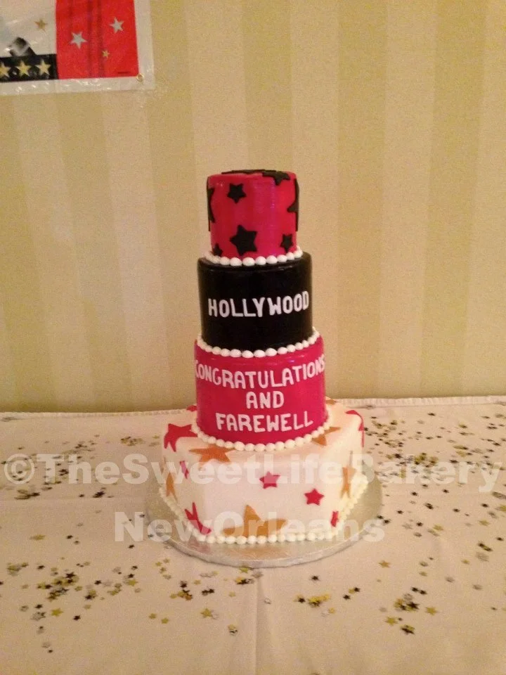 Black red stacked graduation tower cake