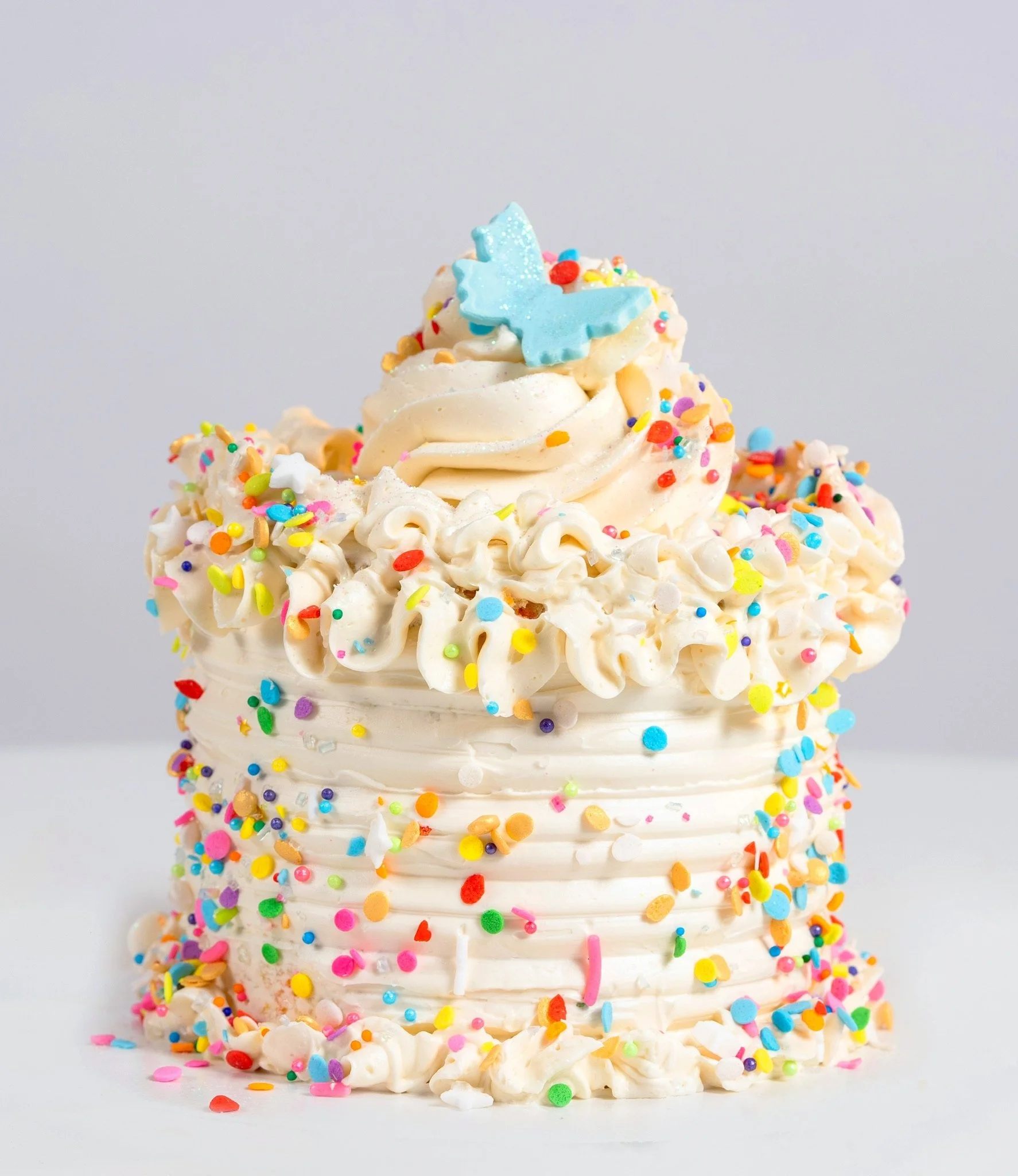 White sprinkled birthday cake celebration