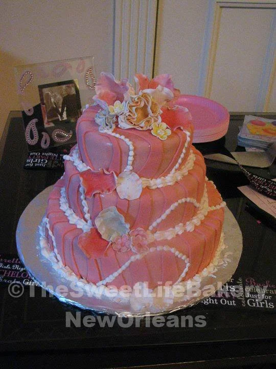 Pink girl baby shower tiered cake
