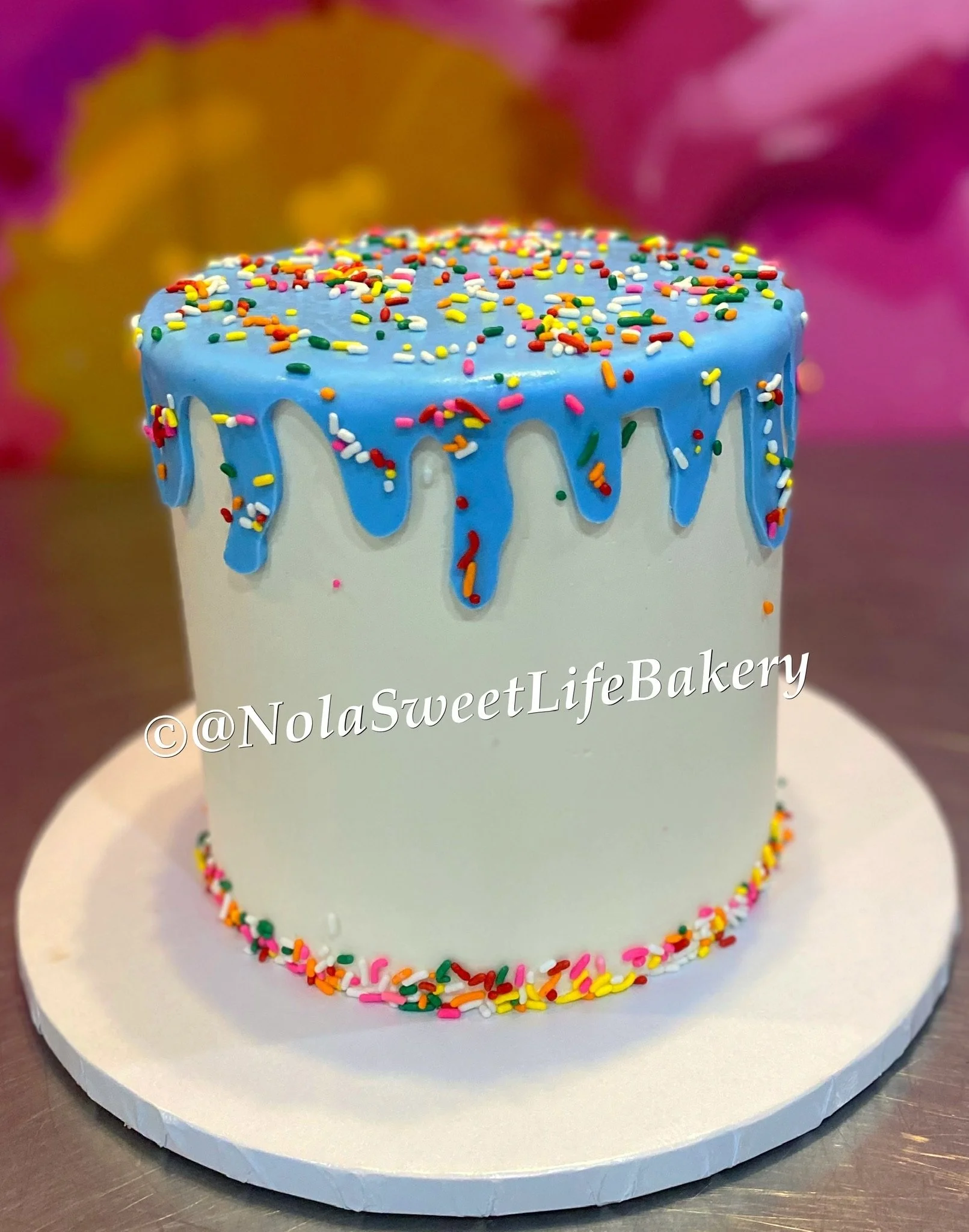 Blue sprinkles white cake birthday baby shower