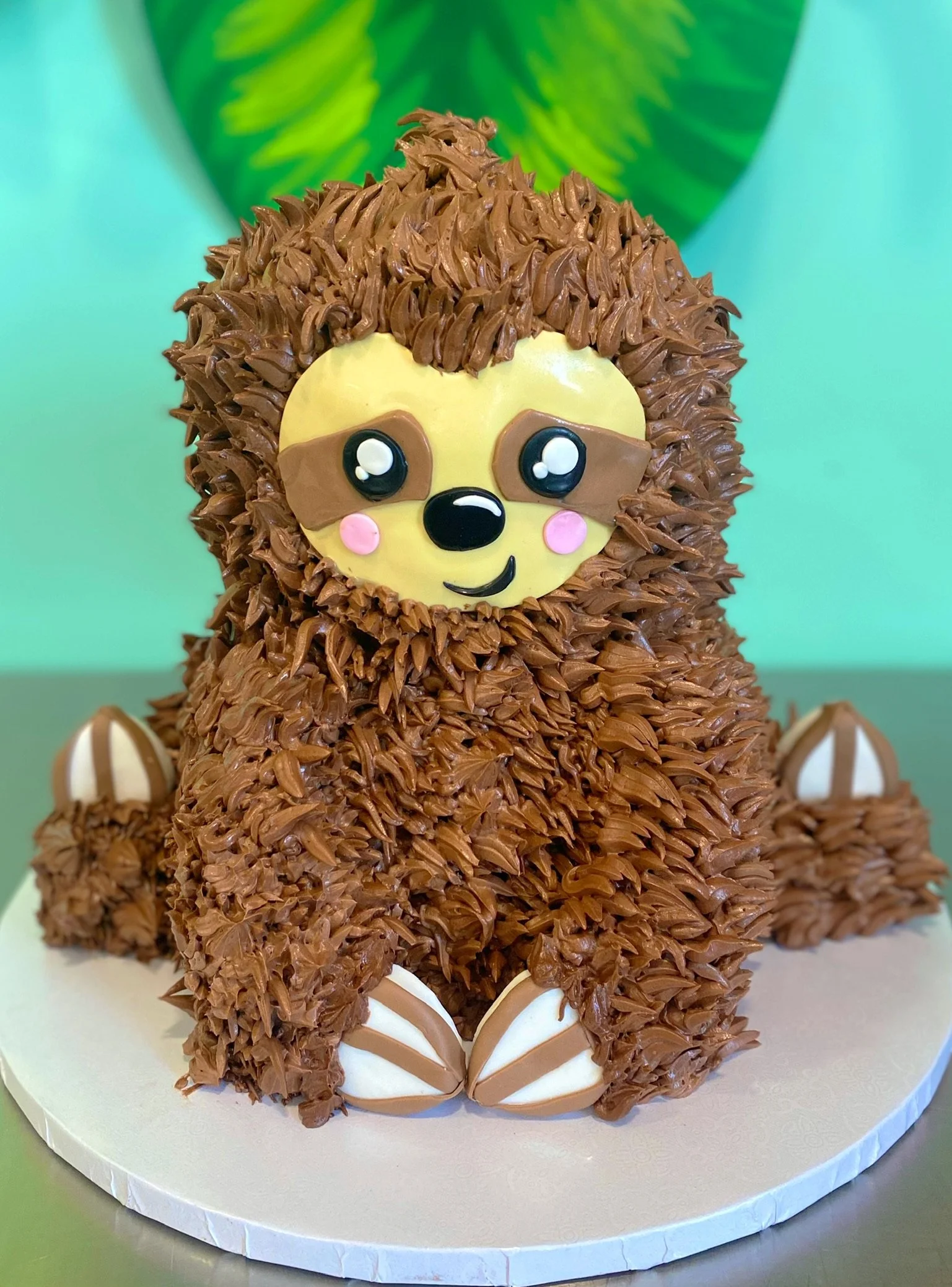 Brown lion animal safari baby shower cake