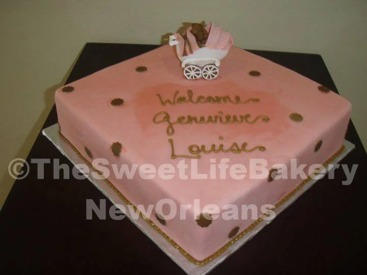 Pink heart baby shower cake message